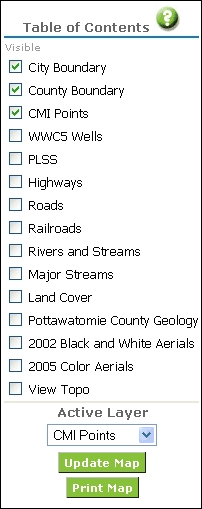 List of layers available.