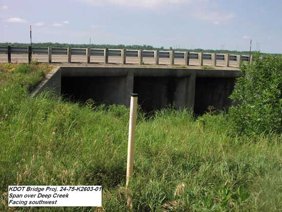 View of bridge from creek bank