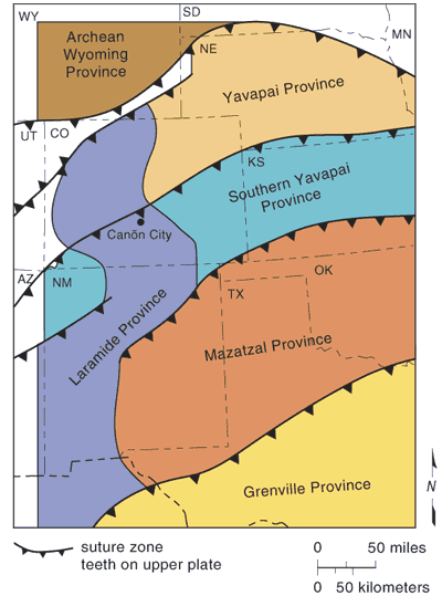 Most of Kansas in Southern Yavapai Province; southern quarter in Mazatzal Province