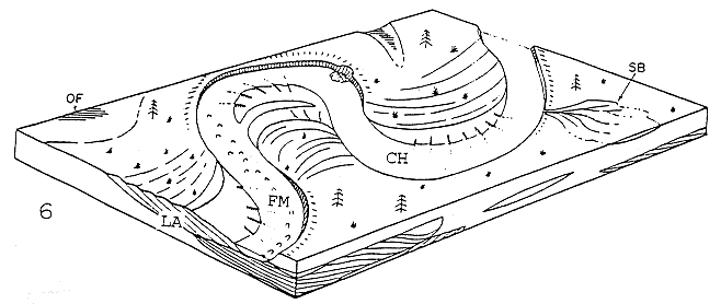 drawing of meandering stream