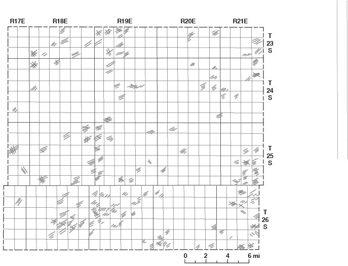 Joint patterns mapped for all of the county; most strike SW-NE but a few go the opposite direction.