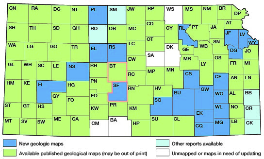 Index map of Kansas showing status of geologic mapping, 2001