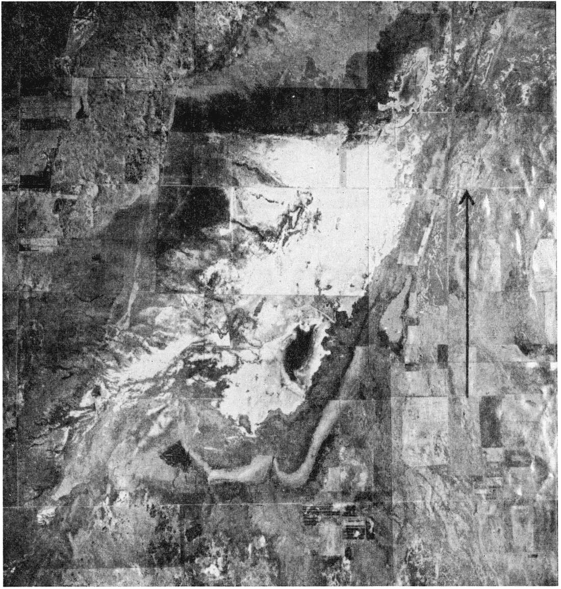 Black and white aerial photo of Big Marsh in northeastern Stafford County.