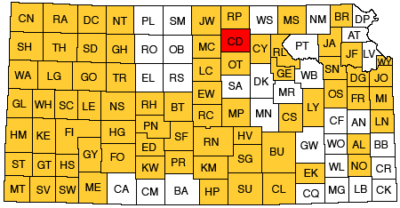 Index map of Kansas showing Cloud County and other bulletins online.