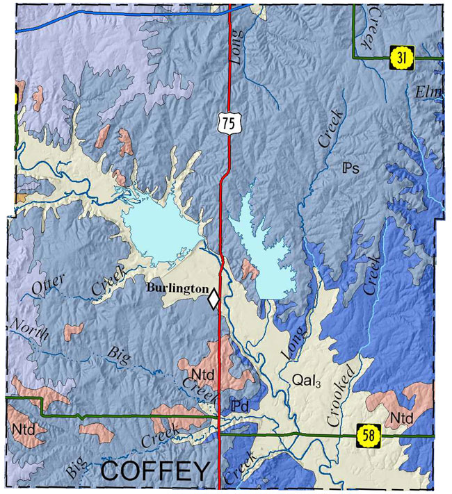 Coffey County geologic map