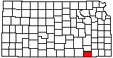 small map of Kansas; click to change counties