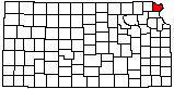 small map of Kansas; click to change counties