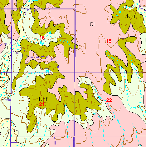 small part of Ellis Co. geologic map