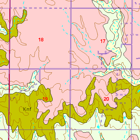 small part of Ellis Co. geologic map