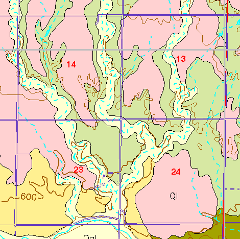 small part of Ellis Co. geologic map