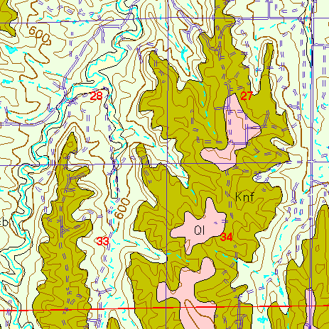 small part of Ellis Co. geologic map