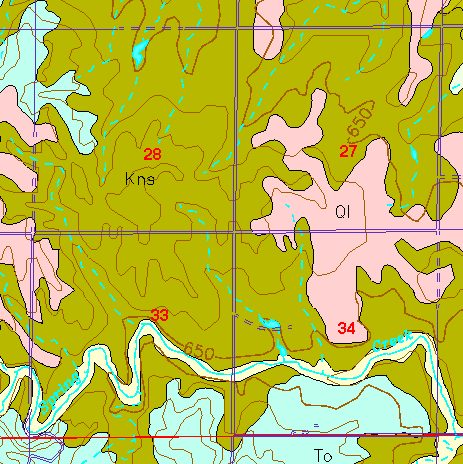 small part of Ellis Co. geologic map