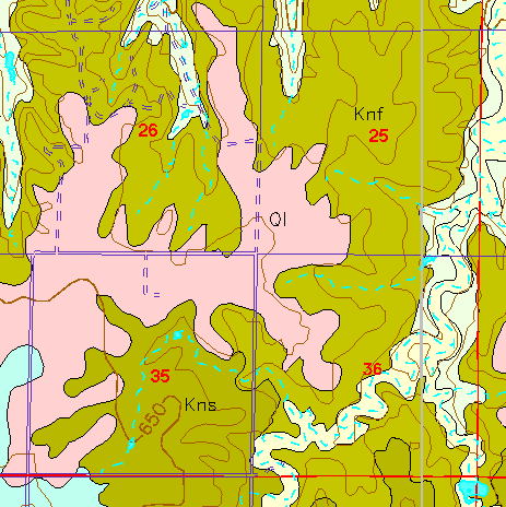 small part of Ellis Co. geologic map