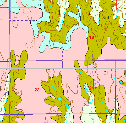 small part of Ellis Co. geologic map