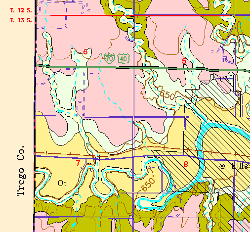 small part of Ellis Co. geologic map