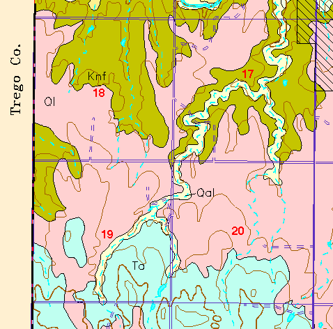 small part of Ellis Co. geologic map