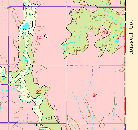 small part of Ellis Co. geologic map