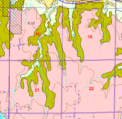 small part of Ellis Co. geologic map