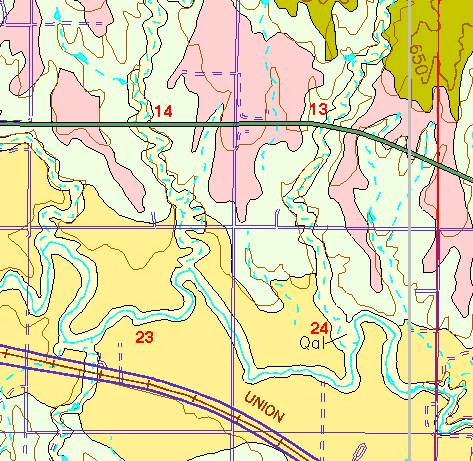 small part of Ellis Co. geologic map