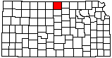 small map of Kansas; click to change counties