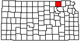 small map of Kansas; click to change counties