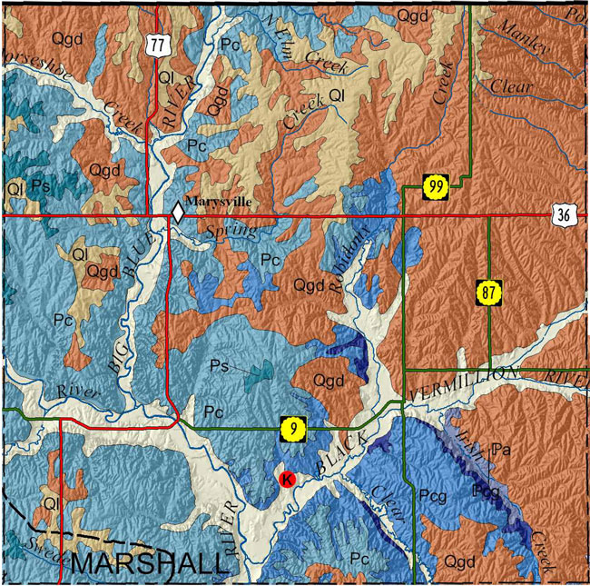 Marshall county geologic map