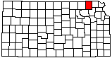 small map of Kansas; click to change counties