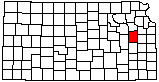 small map of Kansas; click to change counties