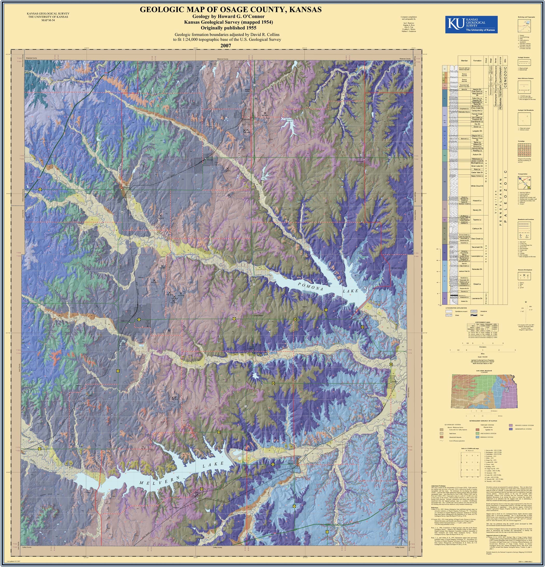 Osage County geologic map