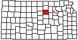 small map of Kansas; click to change counties