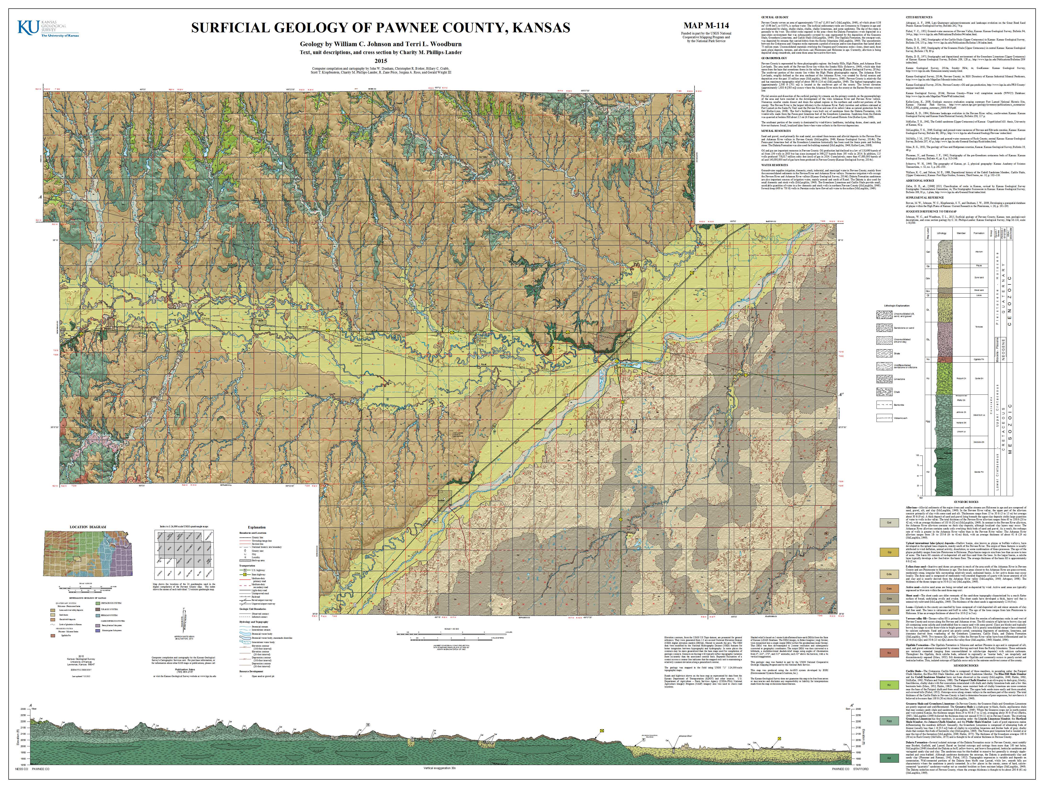 Pawnee county geologic map