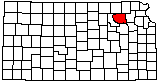 small map of Kansas; click to change counties