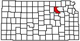 small map of Kansas; click to change counties