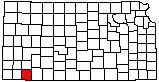 small map of Kansas; click to change counties