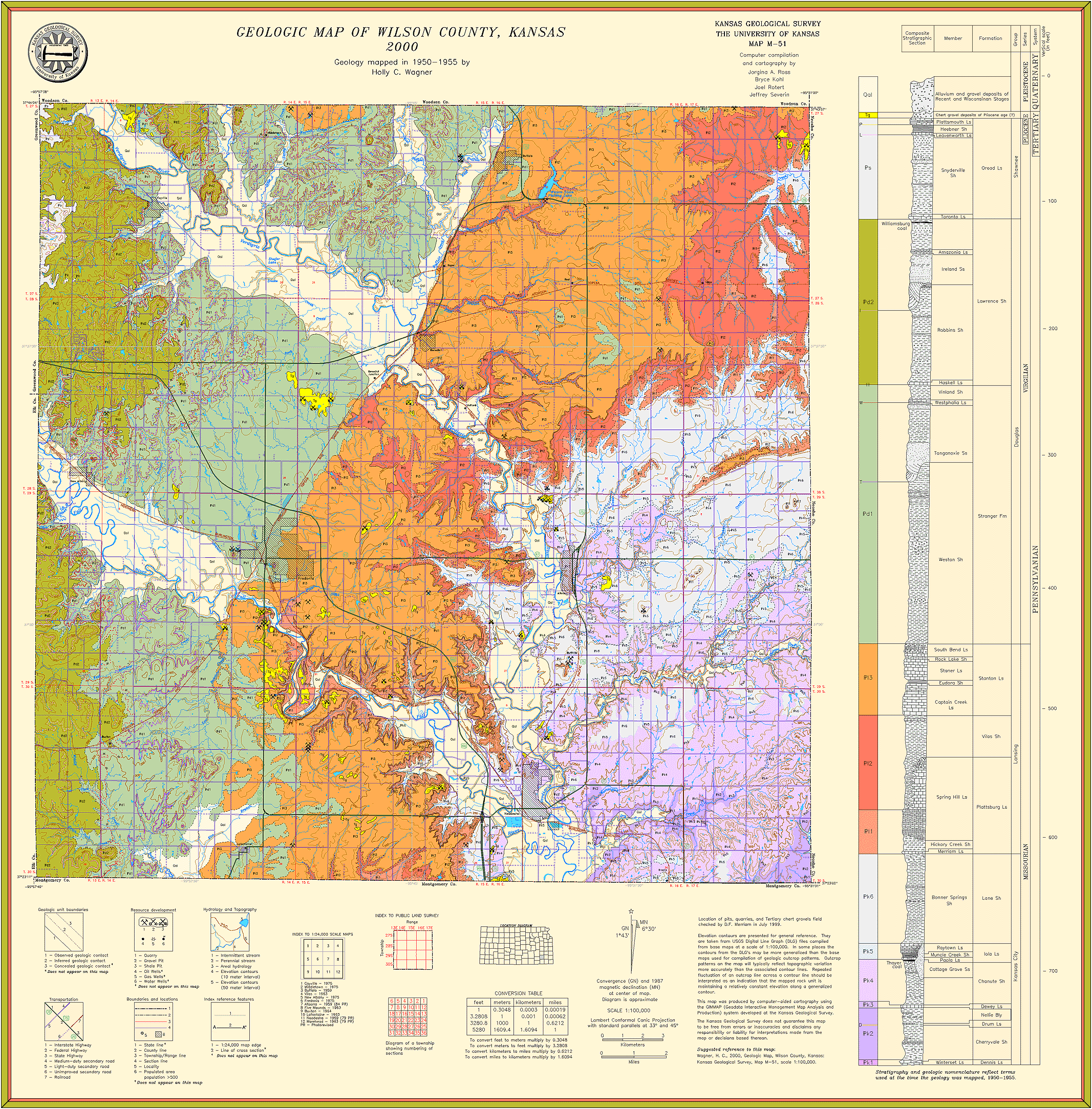 large Wilson County geologic map