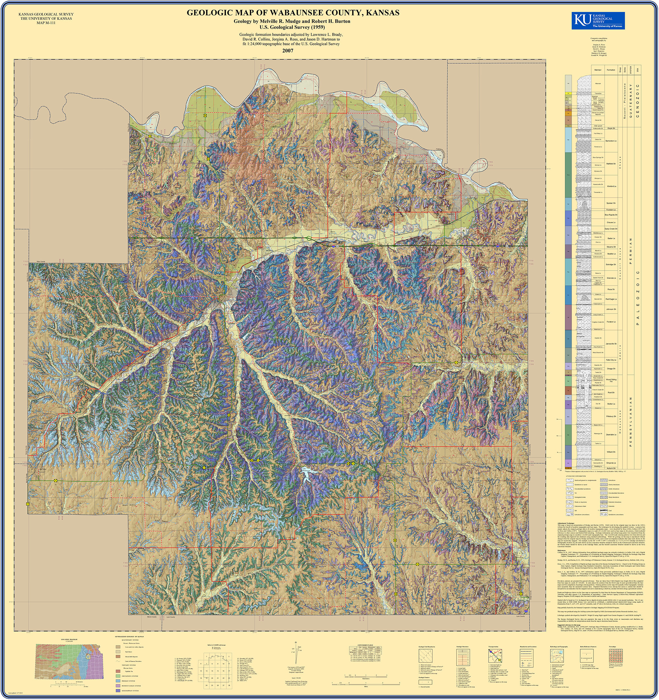 Wabaunsee County geologic map