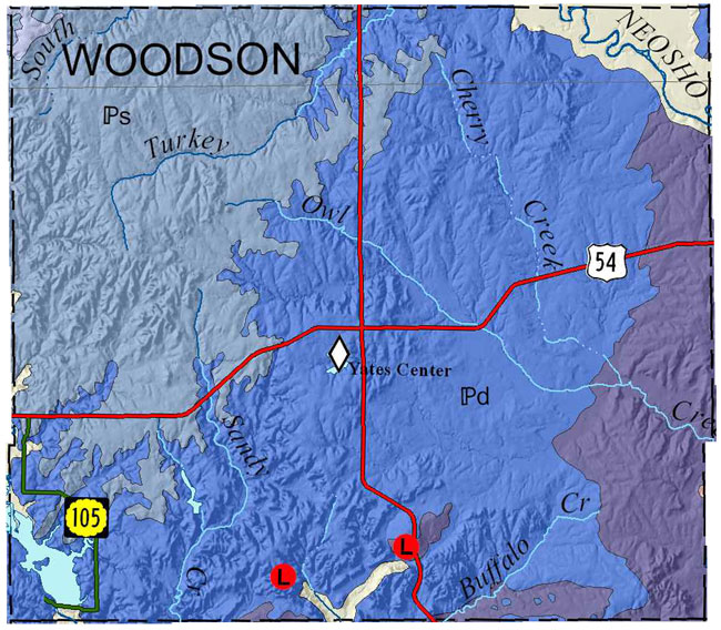 Woodson county geologic map
