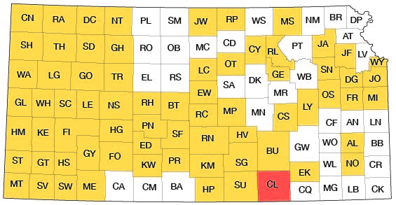 Index map of Kansas showing Cowley County and other bulletins online.