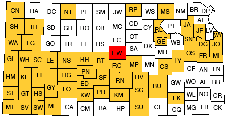 Index map of Kansas showing Ellsworth County and other bulletins online