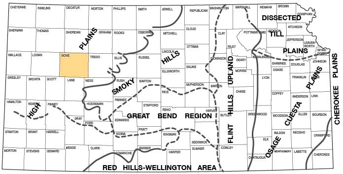 Gove County is in High Plains physiographic province; some of the southern part is now considered to be in the Smoky Hills province.