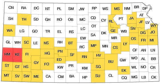 Index map of Kansas showing Hamilton, Kearny, and other bulletins online