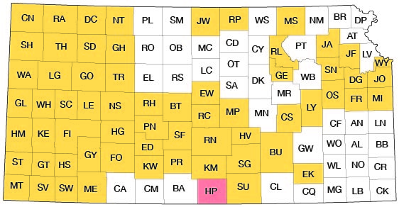 Index map of Kansas showing Harper County and other bulletins online