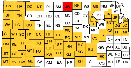 Index map of Kansas showing Jewell County and other bulletins online