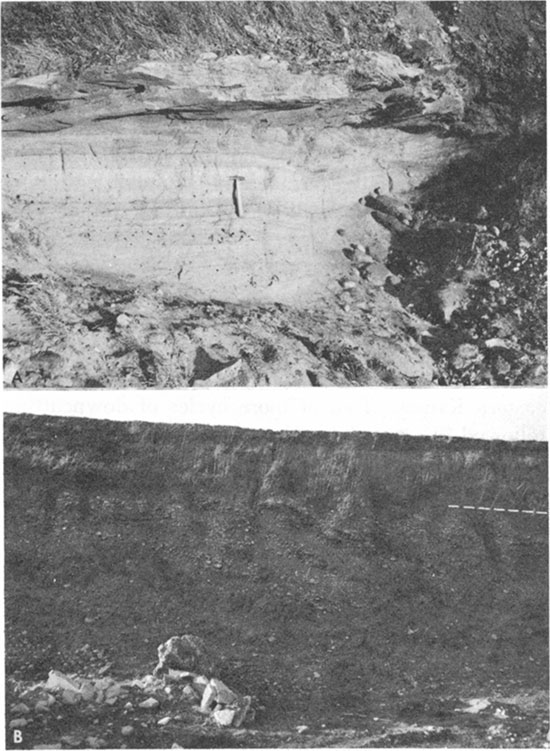 Two black and white photos of Kansan deposit of Ahlskog gravel pit.
