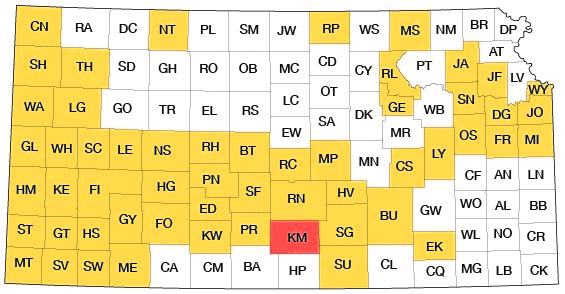 Index map of Kansas showing Kingman County and other bulletins online