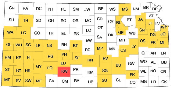 Index map of Kansas showing Lane County and other bulletins online