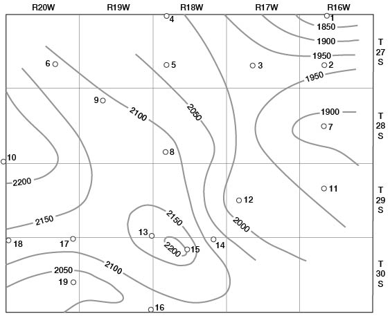 High of 2200 in south-central, drops off to 1850 in NE and 1900 in east, less drop off to west or southwest.