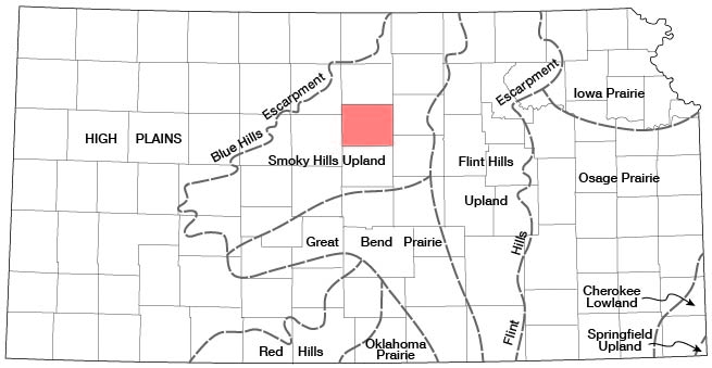 Lincoln County is in Smoky Hills Upland province.