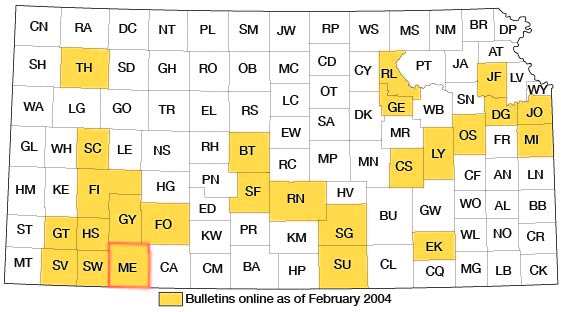 Index map of Kansas showing Meade and other bulletins online