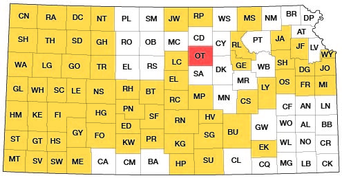 Index map of Kansas showing Ottawa County and other bulletins online.